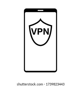 VPN Vektor Symbol auf Smartphone. Virtual Private Network. Schild mit VPN. Mobile VPN. Vektor-Abbildung