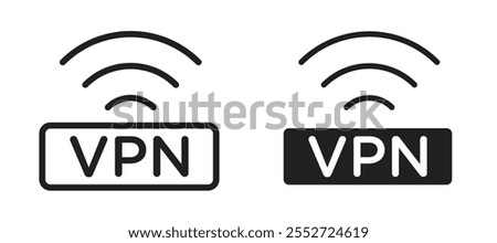 Vpn vector icon set black filled and outlined style.