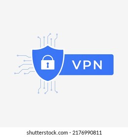Concepto de señalización de iconos vectoriales VPN. Signo de servicio de red privada virtual. Símbolo vector de color azul plano aislado en fondo blanco