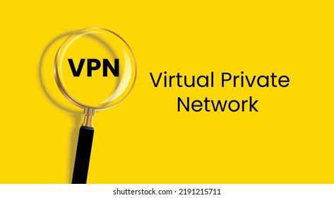 Banner de red privada virtual VPN en un fondo amarillo aislado.