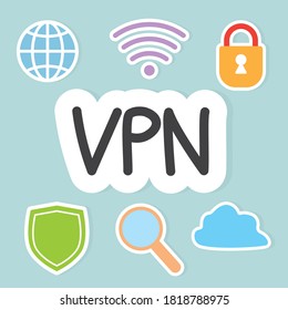 Concepto de VPN (red privada virtual): ilustración vectorial