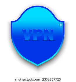 VPN Virtual private network connectivity. Blue VPN shield. Internet security and privacy. Vector illustration. EPS 10.