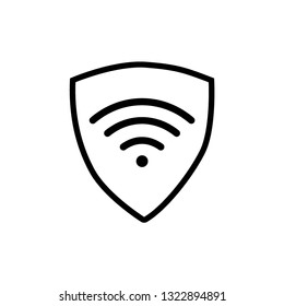 VPN - virtual private network icon. Simple shield with wi-fi symbol.
