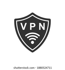 VPN - virtual private network icon. shield with wi-fi symbol. internet protect business concept, vector illustration