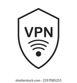 Icono de red privada virtual o VPN, diseño de símbolo de ilustración vectorial