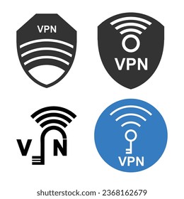 Icono de red privada virtual o VPN, diseño de símbolo de ilustración vectorial