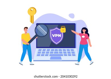 VPN, Virtual Private Network Mobile  service concept.  Protect personal data. Vector illustration