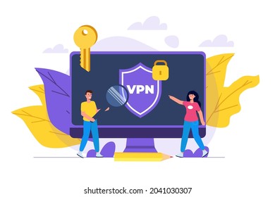 VPN, Virtual Private Network Mobile  service concept.  Protect personal data. Vector illustration