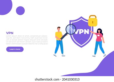 VPN, Virtual Private Network Mobile  service concept.  Protect personal data. Vector illustration
