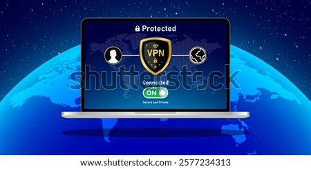 vpn virtual private network to secure internet connection on laptop
