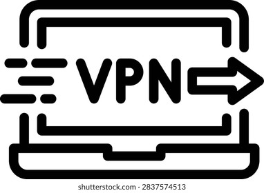 vpn virtual private network tunnel for Cybersecurity icon line style