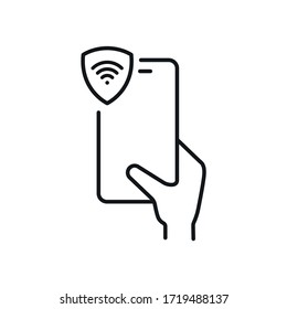 VPN wireless icon on smartphone - symbol of mobile vpn usage - vector