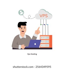 Vps Hosting concept vector illustration. Cloud Computing isolated On white Background.    