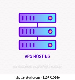 VPS hosting thin line icon. Modern vector illustration of data storage.