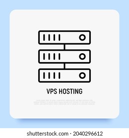 VPS hosting thin line icon. Modern vector illustration of data storage.