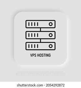 VPS hosting thin line icon. Modern vector illustration of data storage.