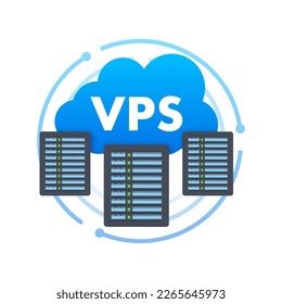 VPS Virtual private server web hosting services infrastructure technology. Vector stock illustration.