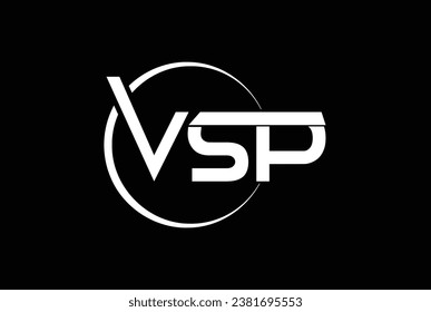 VPS, VSP, VS, Abstract initial monogram letter alphabet logo design with black background