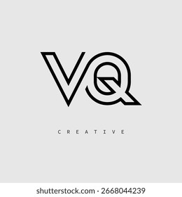 VQ Creative Letter Logo – Minimal Line Monogram in Black Outline for Modern Branding Identity Design.