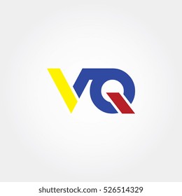 VQ flat initial letter logo combining yellow, blue and red