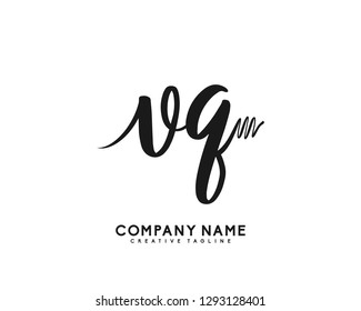 VQ Initial Handwriting Logo Template Vector