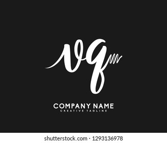 VQ Initial Handwriting Logo Template Vector