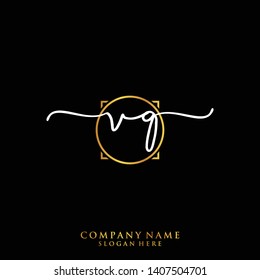 VQ Initial handwriting logo template