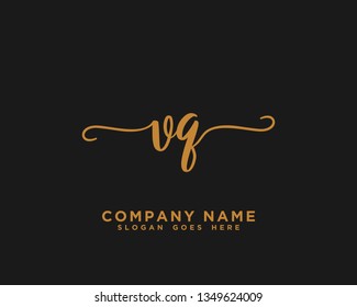 VQ Initial Handwriting Logo Vector