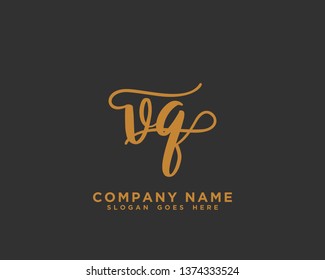 VQ Initial Handwriting Logo Vector