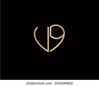 VQ initial heart shape gold colored logo