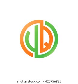 VQ initial letters looping linked circle logo orange green