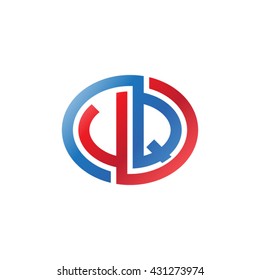 VQ initial letters looping linked ellipse logo red blue