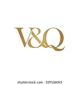 V&Q Initial logo. Ampersand monogram golden logo