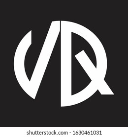 VQ Initial Logo design Monogram Isolated on black and white