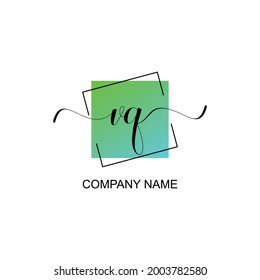 plantilla de escritura a mano del logotipo inicial de VQ