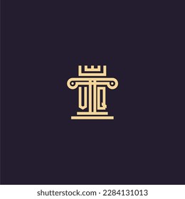 logotipo de monograma inicial de la parrilla con diseño de imagen de la corona del pilar