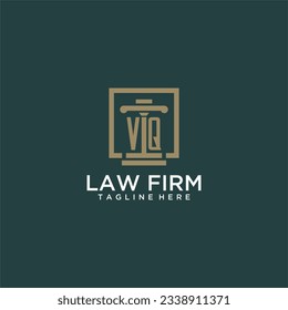 Logotipo de monograma inicial para la empresa de abogados con diseño de hitos en cuadrado creativo