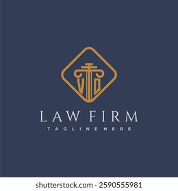 VQ initial monogram logo for lawfirm with pillar in creative square design