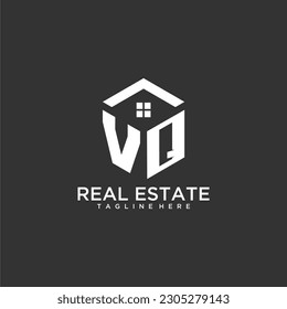 VQ initial monogram logo for real estate with polygon shape creative design