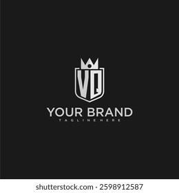 VQ initial monogram shield and crown vector image