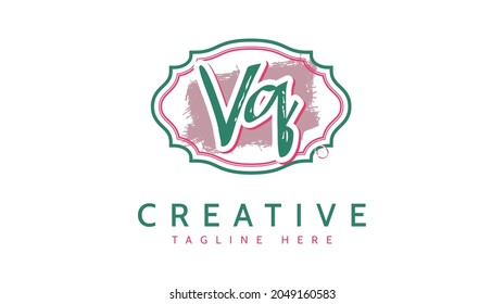 VQ Initials, handwriting logo vector