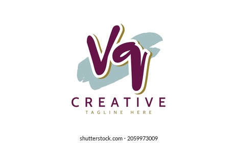 Vq Initials, handwriting logo vector