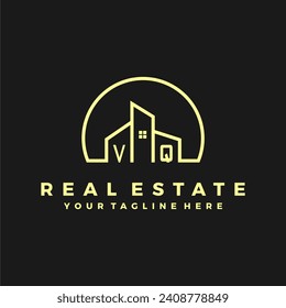 Iniciales VQ hogar moderno logo de la empresa de construcción vector.eps