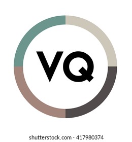 VQ letter, four colors in abstract background logo, design identity in circle, alphabet letter