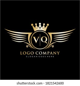VQ Letter Initial with Royal Wing Logo Template.