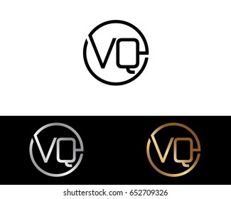 Vq Logo. Letter Design Vector with Red and Black Gold Silver Colors

