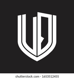 Monograma del logotipo de la sede central con diseño de escudo de emblemas aislado en fondo negro