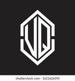 VQ Logo monogram with hexagon shape and outline slice style with black and white