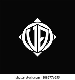 Monograma del logotipo de VQ círculo aislado redondeado con forma de brújula sobre fondo negro