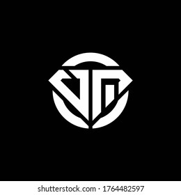VQ monogram logo with diamond shape and ring circle rounded design template